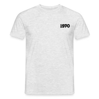 Année 1970 noir année de naissance - T-shirt homme - gris chiné - Devant - AI Model Male 178 dark (178cm)