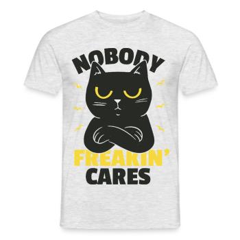 Nobody Freakin' Cares - Men's T-Shirt - heather grey - Front - AI Model Male 178 dark (178cm)