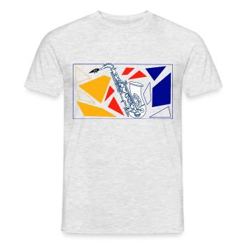 Saxophon Pop Art - Männer T-Shirt - Grau meliert - Vorne - AI Model Male 178 dark (178cm)