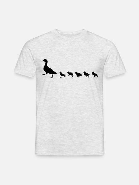 Entenfamilie, Ente und Küken - Männer T-Shirt - Grau meliert