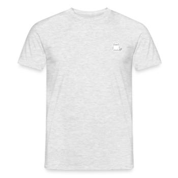 Katze in Pixel Art (weiße Kontur) - Männer T-Shirt - Grau meliert - Vorne - AI Model Male 178 dark (178cm)