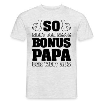 Bonus Papa Vatertag Stiefvater Stiefpapa Geschenk - Männer T-Shirt - Grau meliert - Vorne - AI Model Male 178 dark (178cm)