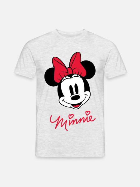 Mickey & Minnie Schriftzug Mit Minnie Motiv  - Männer T-Shirt - Grau meliert