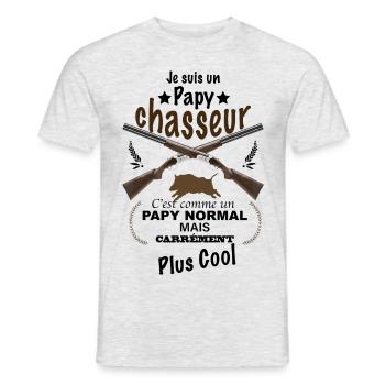 Papy chasseur de Sanglier Cadeau Chasse - T-shirt homme - gris chiné - Devant - AI Model Male 178 dark (178cm)