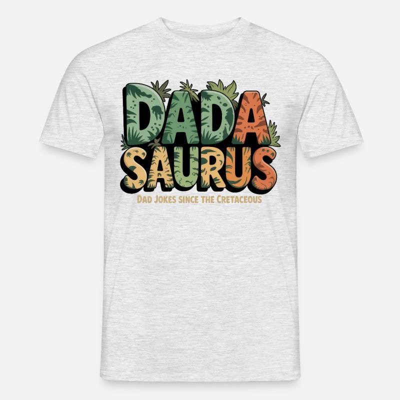 Dinosaurier Papa Saurus Geschenk Papa - Männer T-Shirt - Grau meliert
