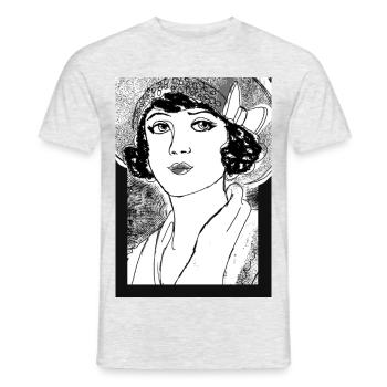Lady Noir Portrait (Schwarz & Weiß) - Männer T-Shirt - Grau meliert - Vorne - AI Model Male 178 dark (178cm)