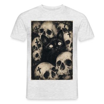 Okkulte Katze - Männer T-Shirt - Grau meliert - Vorne - AI Model Male 178 dark (178cm)