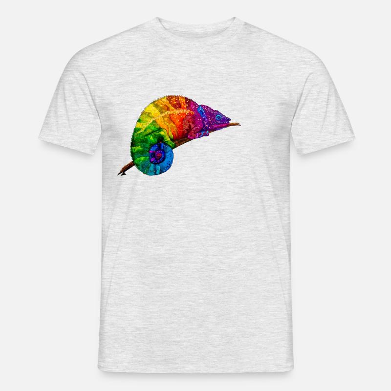 Regenbogenchamaeleon - Männer T-Shirt - Grau meliert