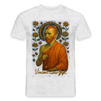 Gogh Halo Zen Medidtation Mindfulness Portrait - Men's T-Shirt - heather grey - Front - AI Model Male 178 dark (178cm)
