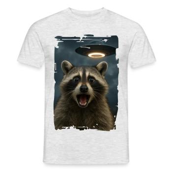 Waschbär Raccoon UFO Alien Weirdcore Aesthetic - Men's T-Shirt - heather grey - Front - AI Model Male 178 dark (178cm)