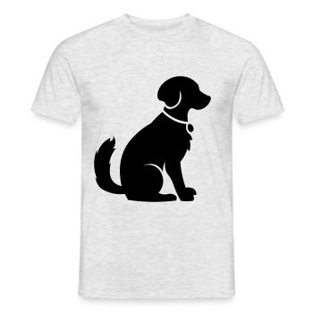 Dog Hund Vektor Schattenfigur - Männer T-Shirt - Grau meliert - Vorne - AI Model Male 178 dark (178cm)