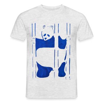 Panda in Wasserfarbe, handgezeichnet, No AI - Männer T-Shirt - Grau meliert - Vorne - AI Model Male 178 dark (178cm)