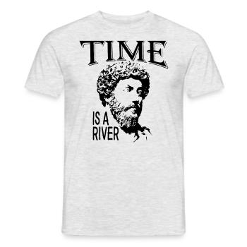 Le temps est une rivière | Marc Aurèle Père de - T-shirt homme - gris chiné - Devant - AI Model Male 178 dark (178cm)