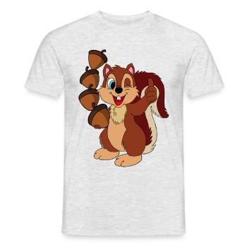 Squirrel with hazelnuts and thumbs up - Men's T-Shirt - heather grey - Front - AI Model Male 178 dark (178cm)