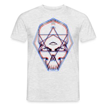 Crâne de Géométrie Sacrée - T-shirt homme - gris chiné - Devant - AI Model Male 178 dark (178cm)