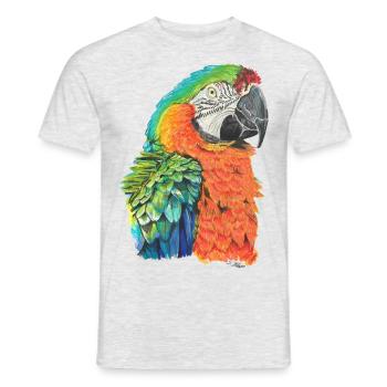 Papagei Ara macaw Paradiesvogel - Männer T-Shirt - Grau meliert - Vorne - AI Model Male 178 dark (178cm)