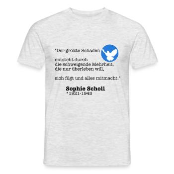 Friedenstaube mit Sophie Scholl Zitat - Männer T-Shirt - Grau meliert - Vorne - AI Model Male 178 dark (178cm)