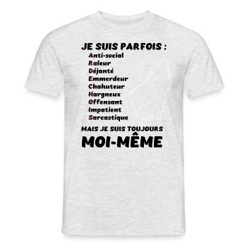 Je suis ARDECHOIS Anti-social, Raleur, Déjanté... - T-shirt homme - gris chiné - Devant - AI Model Male 178 dark (178cm)