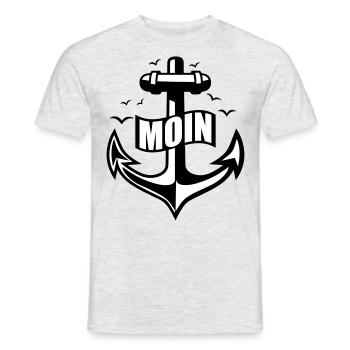 106 MOIN Anker Möwen - Männer T-Shirt - Grau meliert - Vorne - AI Model Male 178 dark (178cm)