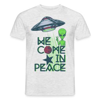 We Come in Peace - Männer T-Shirt - Grau meliert - Vorne - AI Model Male 178 dark (178cm)