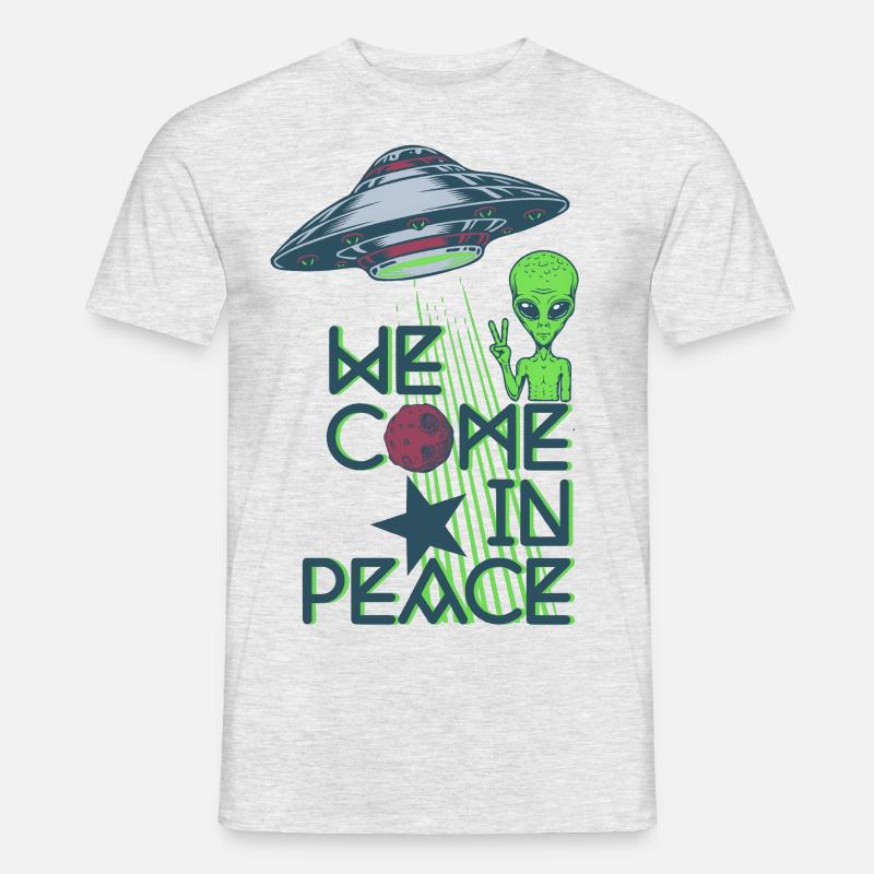We Come in Peace - Männer T-Shirt - Grau meliert