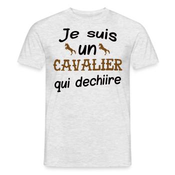 Je suis un cavalier qui déchire, humour, cheval. - T-shirt homme - gris chiné - Devant - AI Model Male 178 dark (178cm)