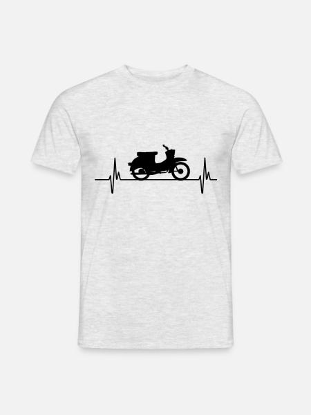 Motorrad Simson Schwalbe Herzschlag Geschenk - Männer T-Shirt - Grau meliert