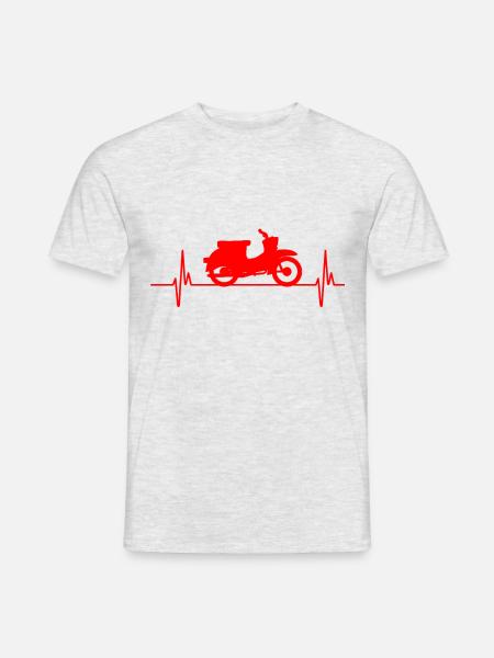 Motorrad Simson Schwalbe Herzschlag Geschenk - Männer T-Shirt - Grau meliert