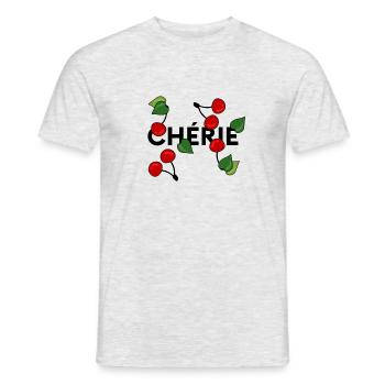 cherry « chérie » déclaration avec des cerises - T-shirt homme - gris chiné - Devant - AI Model Male 178 dark (178cm)