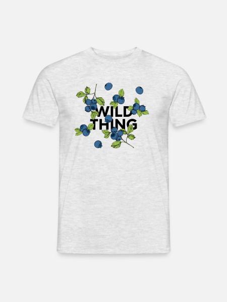 „wild thing“ Statement: Collage mit Blaubeeren - Männer T-Shirt - Grau meliert