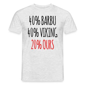 40% Barbu 40% Viking 20% Ours Cadeau Homme - T-shirt homme - gris chiné - Devant - AI Model Male 178 dark (178cm)