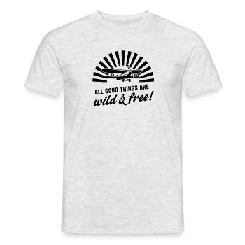 All good things are wild & free - Men's T-Shirt - heather grey - Front - AI Model Male 178 dark (178cm)