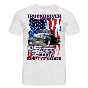 V8 Brummi delivers refrigerator cold beer - Men's T-Shirt - heather grey - Front - AI Model Male 178 dark (178cm)