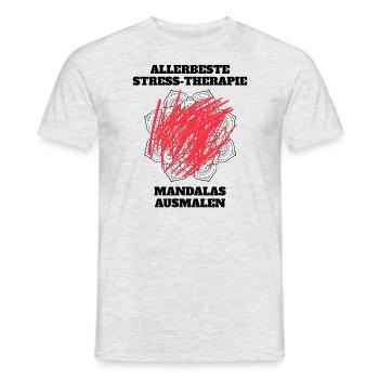 ALLERBESTE STRESS-THERAPIE - MANDALAS AUSMALEN - Männer T-Shirt - Grau meliert - Vorne - AI Model Male 178 dark (178cm)