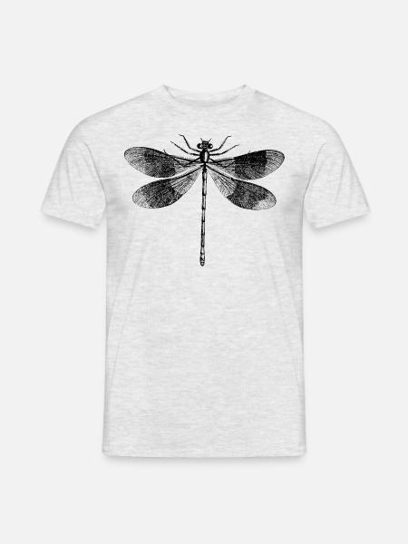 Libelle Kleinlibelle Insekten Illustration - Männer T-Shirt - Grau meliert