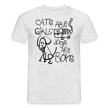 Katzen sind Mädchen Hunde sind Jungs - Männer T-Shirt - Grau meliert - Vorne - AI Model Male 178 dark (178cm)