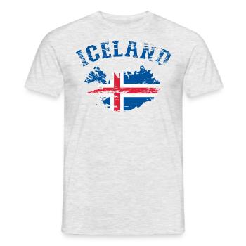 Iceland Wall Map Flag used - Men's T-Shirt - heather grey - Front - AI Model Male 178 dark (178cm)