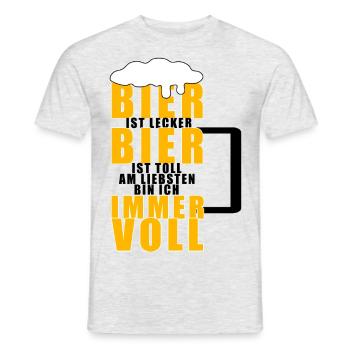 Bier ist lecker, Bier ist toll! - Männer T-Shirt - Grau meliert - Vorne - AI Model Male 178 dark (178cm)