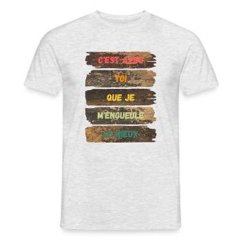 C'est avec toi que je m'engueule le mieux - T-shirt homme - gris chiné - Devant - AI Model Male 178 dark (178cm)