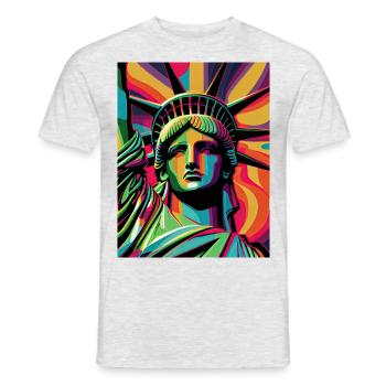 Colorful Liberty Statue - Men's T-Shirt - heather grey - Front - AI Model Male 178 dark (178cm)