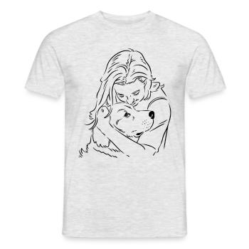 Chien et maîtresse - T-shirt homme - gris chiné - Devant - AI Model Male 178 dark (178cm)