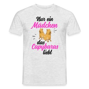 Mädchen mit Capybara Südamerika Wasserschwein - Männer T-Shirt - Grau meliert - Vorne - AI Model Male 178 dark (178cm)