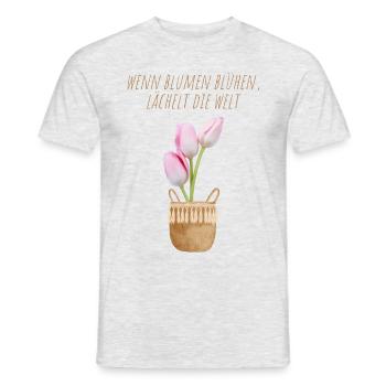 Blumen Garten Gärtner Blumenstrauß BLUMENLIEBE - Männer T-Shirt - Grau meliert - Vorne - AI Model Male 178 dark (178cm)