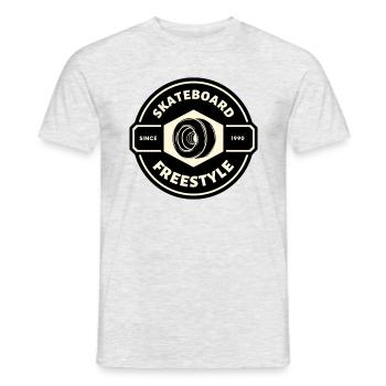 SKATEBOARD FREESTYLE X ROUE DE SKATE - T-shirt homme - gris chiné - Devant - AI Model Male 178 dark (178cm)