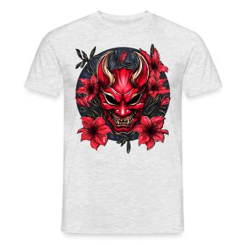 Hannya Rote Lilie - Männer T-Shirt - Grau meliert - Vorne - AI Model Male 178 dark (178cm)