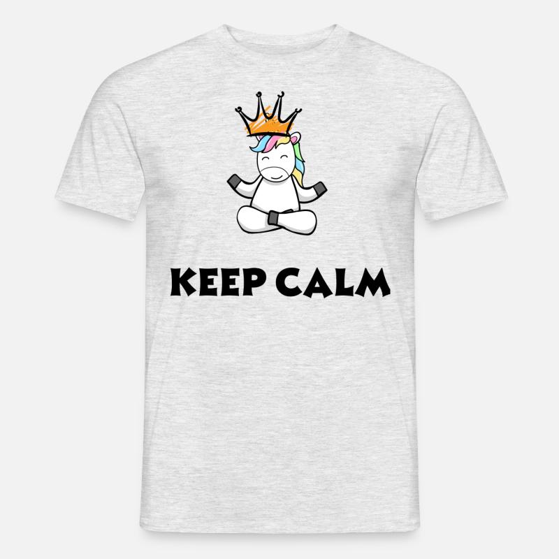 keep calm Einhorn - Männer T-Shirt - Grau meliert