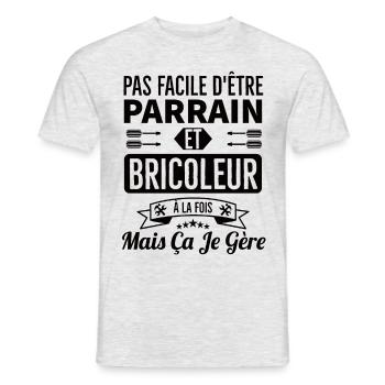 Pas facile d être parrain et bricoleur à la fois - T-shirt homme - gris chiné - Devant - AI Model Male 178 dark (178cm)