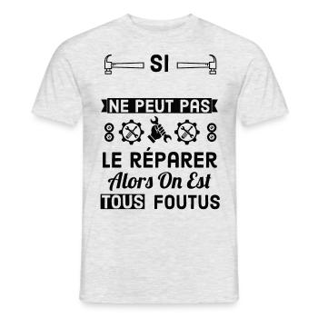 Si ne peut pas réparer alors on est foutus - T-shirt homme - gris chiné - Devant - AI Model Male 178 dark (178cm)