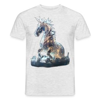 Einhorn mit schillerndem Horn - Männer T-Shirt - Grau meliert - Vorne - AI Model Male 178 dark (178cm)