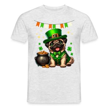 Mops St. Patrick's Day Irland irisch Hund niedlich - Männer T-Shirt - Grau meliert - Vorne - AI Model Male 178 dark (178cm)